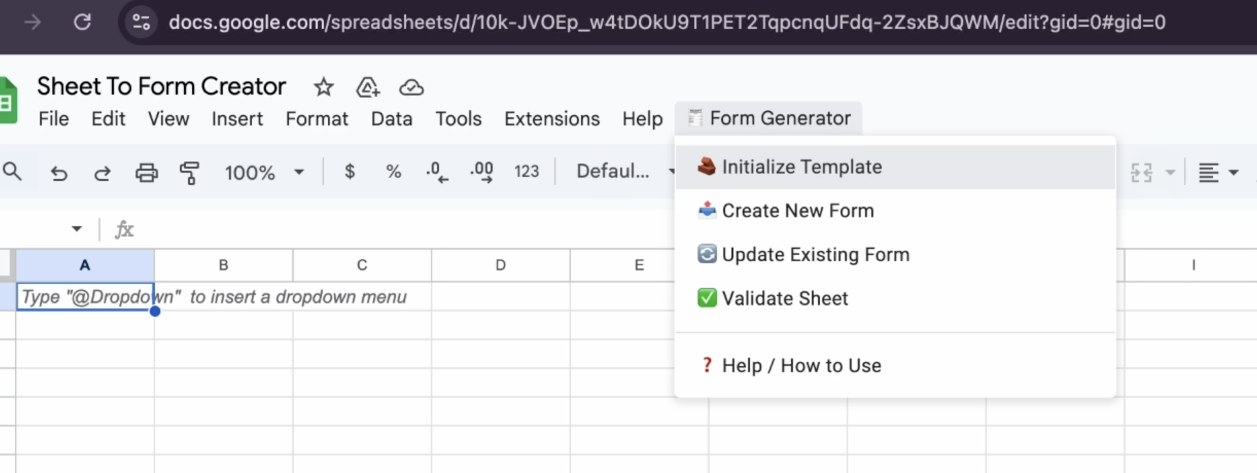 Spreadsheet configuration