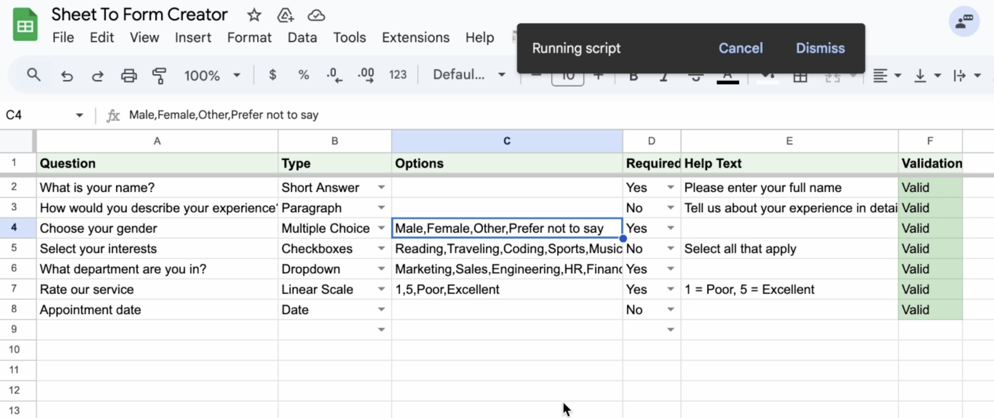 Form preview